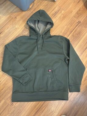 Wrangler Workwear Sherpa Lined Hoodie Men’s Large Olive Green Heavyweight